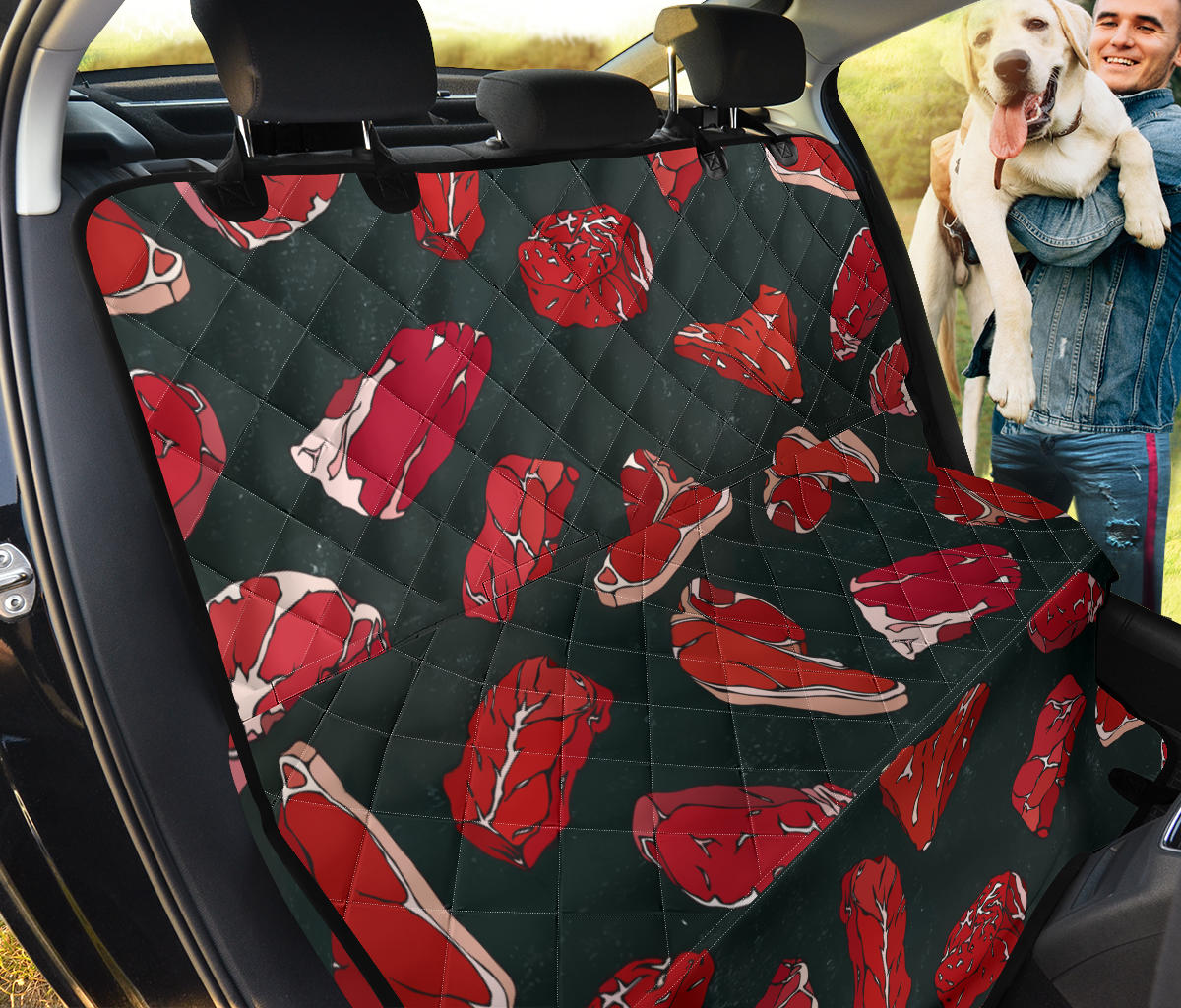Meat Pattern Print Design 01 Rear Dog Car Seat Cover Hammock