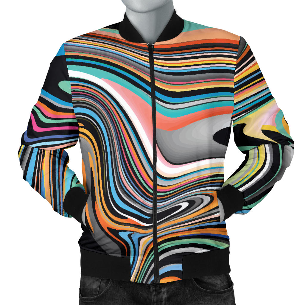 Liquid Pattern Print Design 02 Men Bomber Jacket