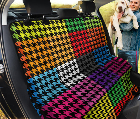 Houndstooth Colorful Pattern Print Design 01 Rear Dog Car Seat Cover Hammock