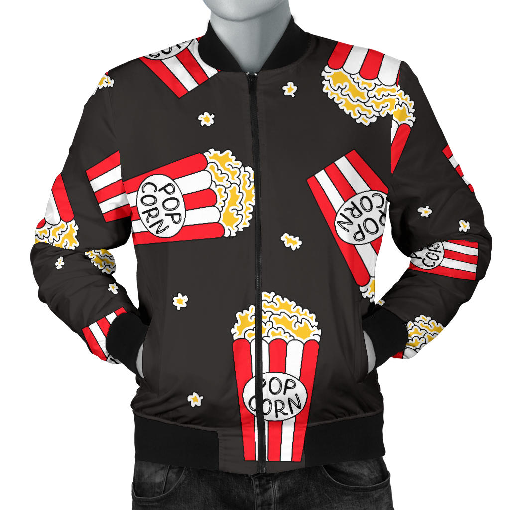 Popcorn Pattern Print Design A01 Men Bomber Jacket