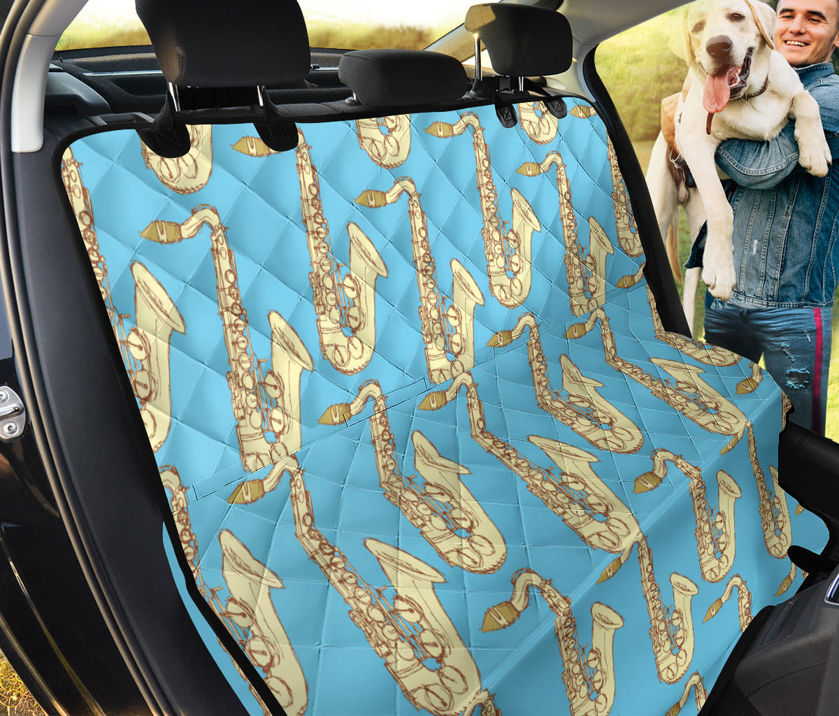 Saxophone Pattern Print Design 03 Rear Dog Car Seat Cover Hammock