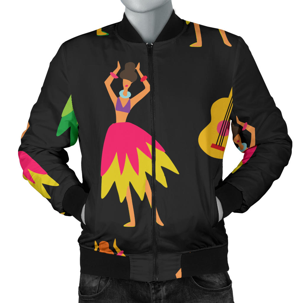 Hula Dancers Hawaiian Girl Pattern Print Design 03 Men Bomber Jacket