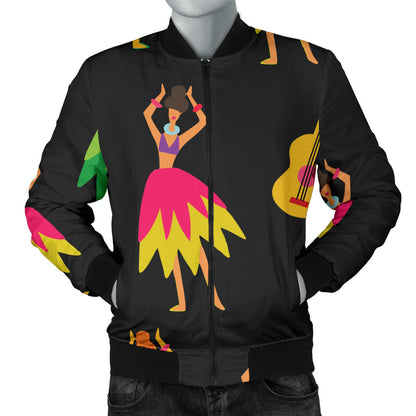 Hula Dancers Hawaiian Girl Pattern Print Design 03 Men Bomber Jacket