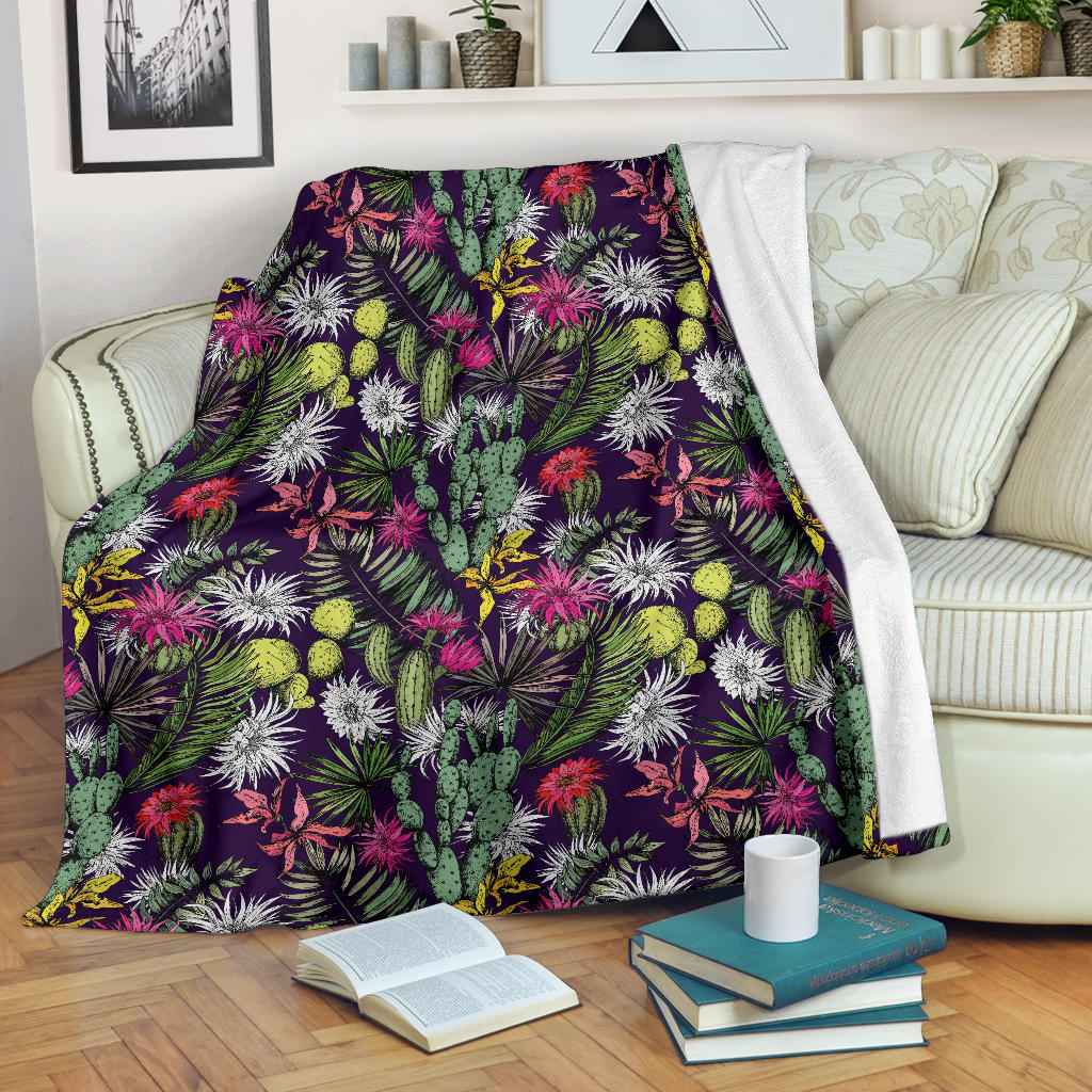 Cactus Pattern Print Design 08 Premium Blanket