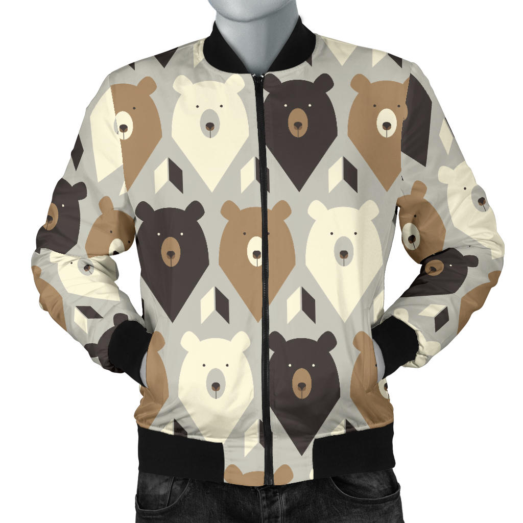Bear Pattern Print Design 04 Men Bomber Jacket