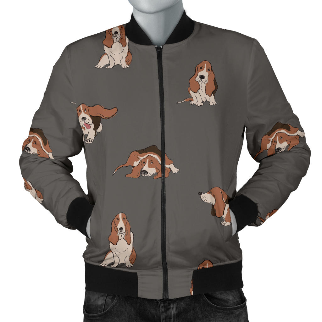 Basset Hound Pattern Print Design 03 Men Bomber Jacket