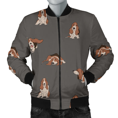 Basset Hound Pattern Print Design 03 Men Bomber Jacket