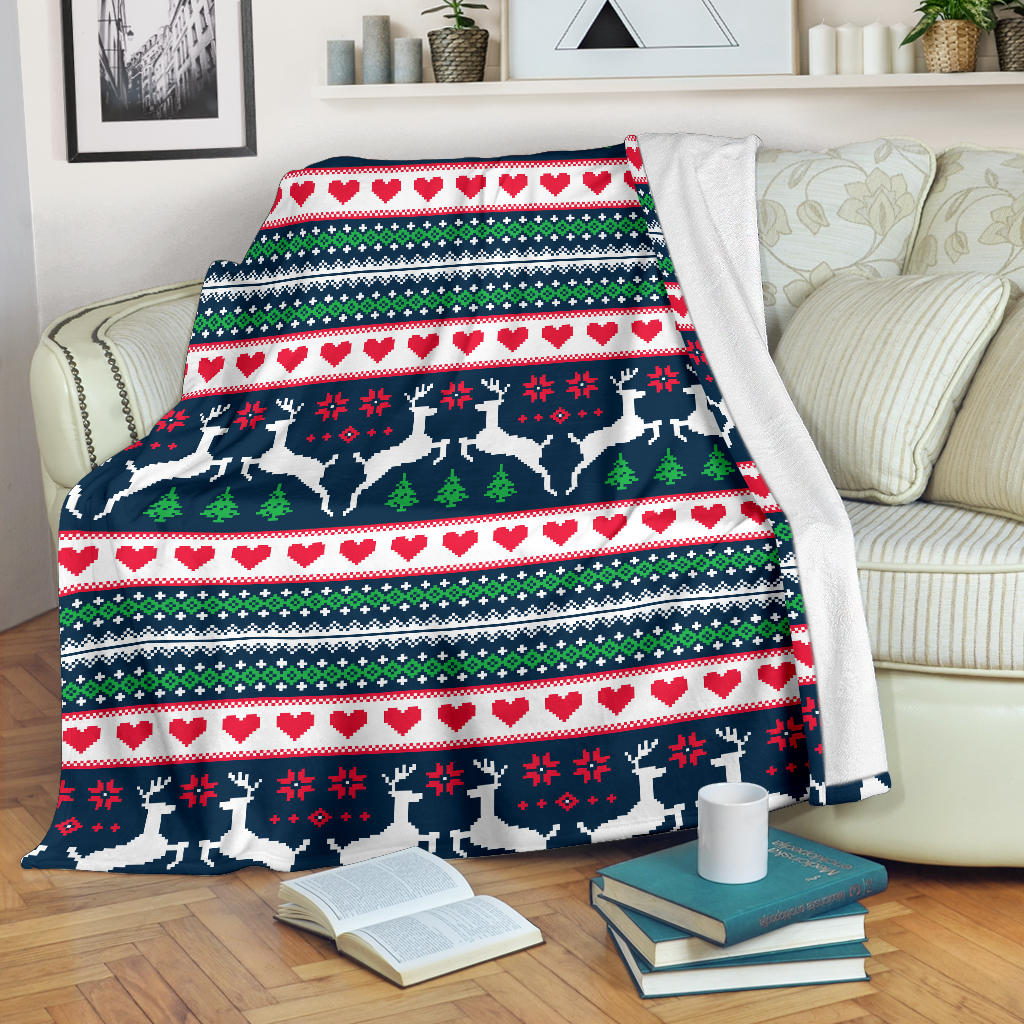 Reindeer Pattern Print Design 03 Premium Blanket