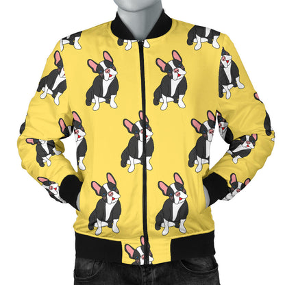 Boston Terrier Pattern Print Design 06 Men Bomber Jacket
