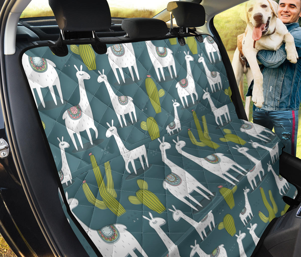 Llama Cactus Pattern Print Design 03 Rear Dog Car Seat Cover Hammock