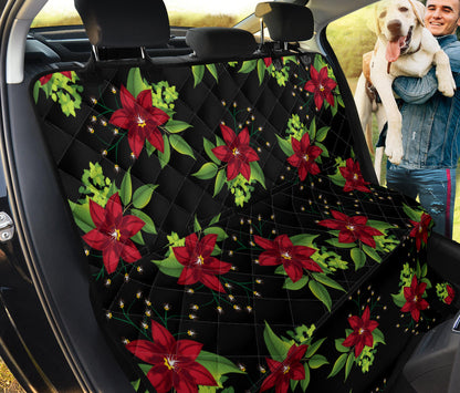 Poinsettia Pattern Print Design A01 Rear Dog Car Seat Cover Hammock
