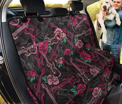 Bass Guitar Pink Rose Pattern Print Design 01 Rear Dog Car Seat Cover Hammock