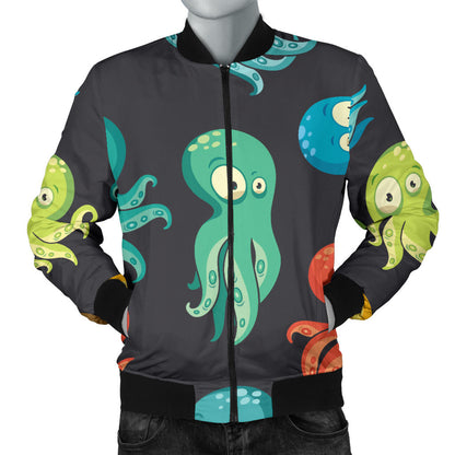 Octopus Pattern Print Design A01 Men Bomber Jacket
