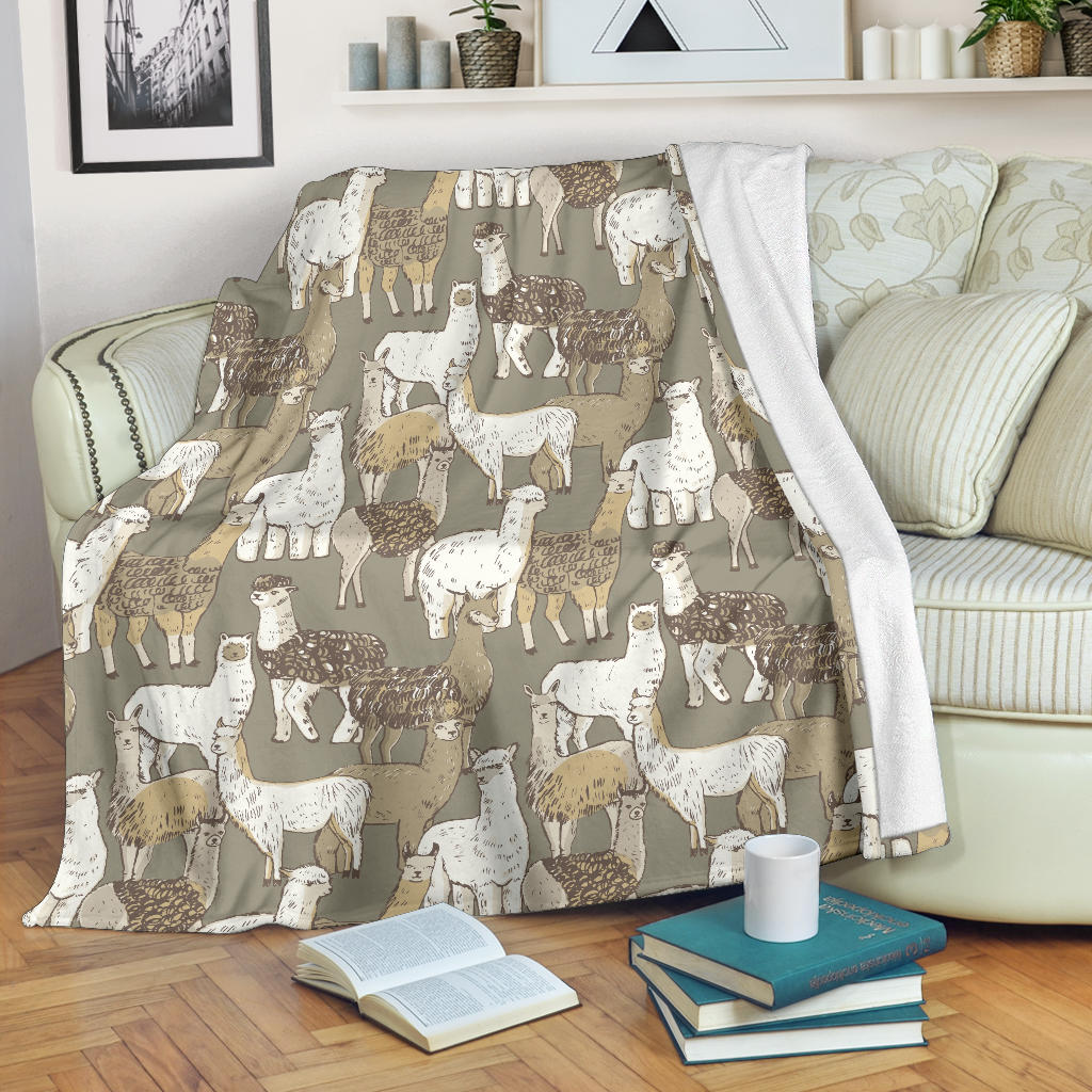 Alpaca Pattern Print Design 01 Premium Blanket