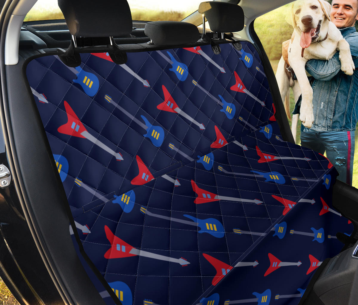 Electric Guitar Pattern Print Design 01 Rear Dog Car Seat Cover Hammock
