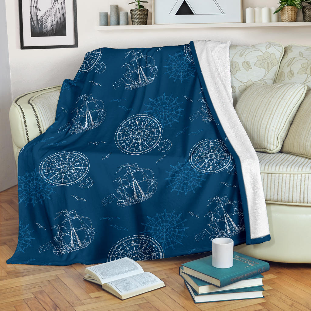 Nautical Pattern Print Design A04 Premium Blanket
