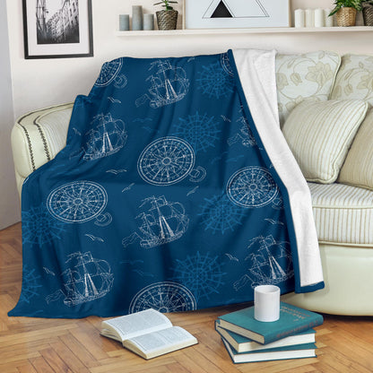 Nautical Pattern Print Design A04 Premium Blanket