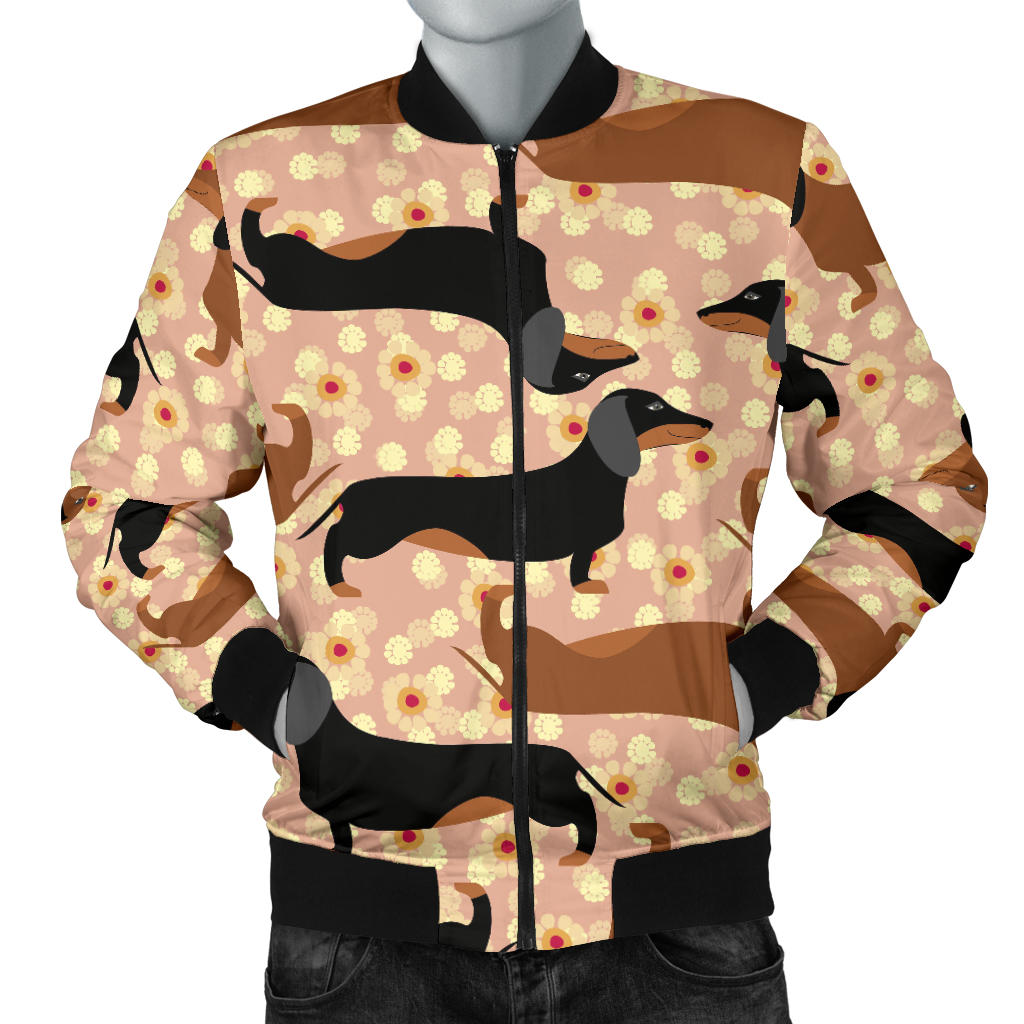 Dachshund Pattern Print Design 011 Men Bomber Jacket