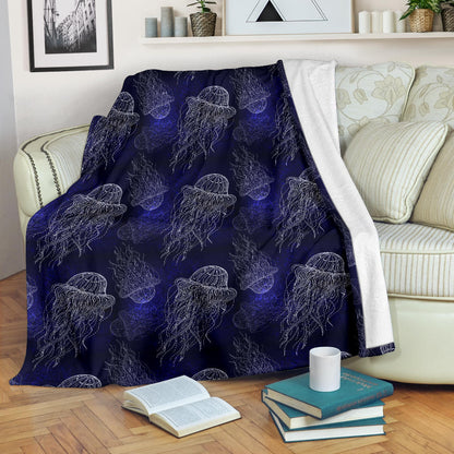 Jellyfish Pattern Print Design 02 Premium Blanket