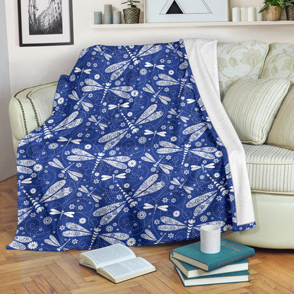 Dragonfly Pattern Print Design 03 Premium Blanket