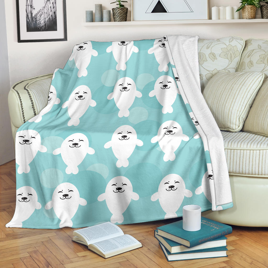 Sea Lion Baby Pattern Print Design 01 Premium Blanket