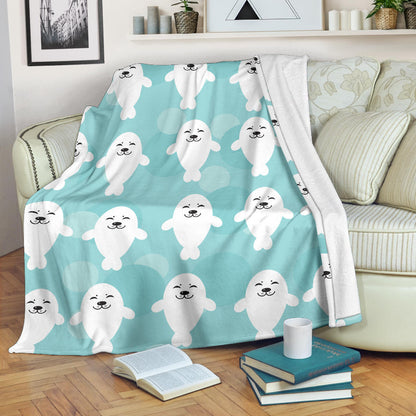 Sea Lion Baby Pattern Print Design 01 Premium Blanket