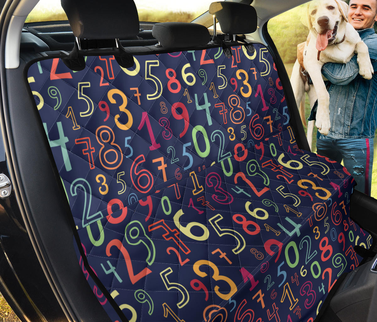 Number Pattern Print Design A01 Rear Dog Car Seat Cover Hammock