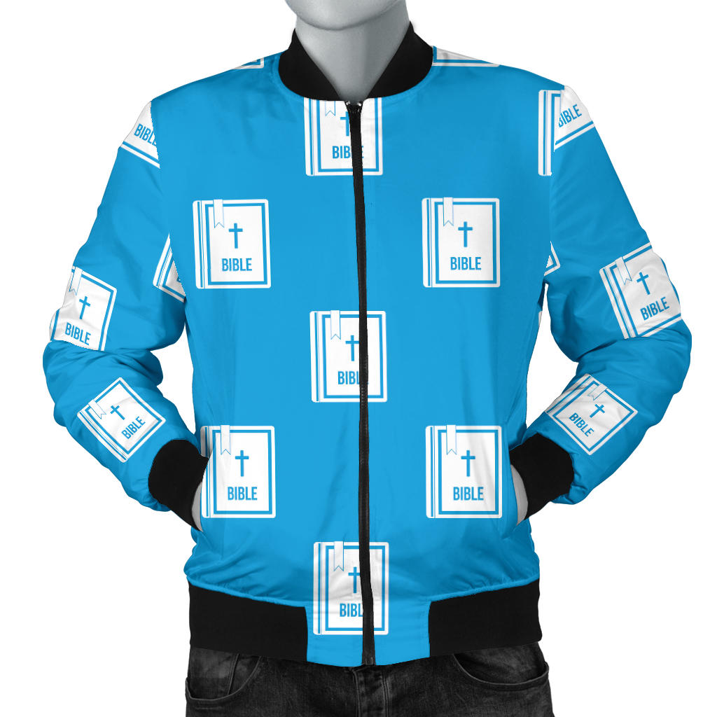 Bible Pattern Print Design 02 Men Bomber Jacket