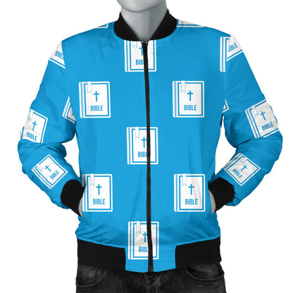 Bible Pattern Print Design 02 Men Bomber Jacket