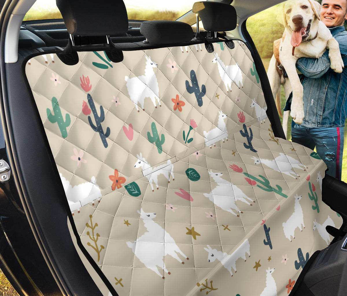 Llama Cactus Pattern Print Design 09 Rear Dog Car Seat Cover Hammock