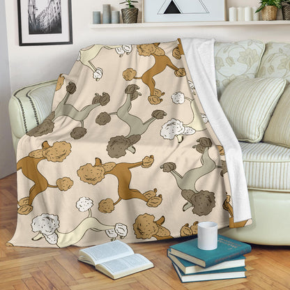 Poodle Pattern Print Design A01 Premium Blanket