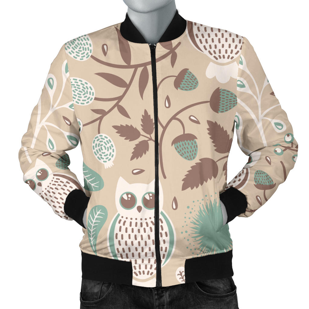 Owl Pattern Print Design A02 Men Bomber Jacket