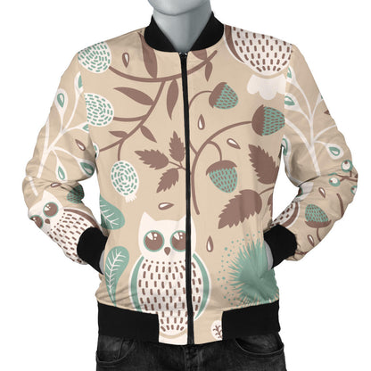 Owl Pattern Print Design A02 Men Bomber Jacket