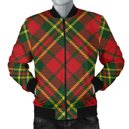 Plaid Holiday Pattern Print Design A01 Men Bomber Jacket