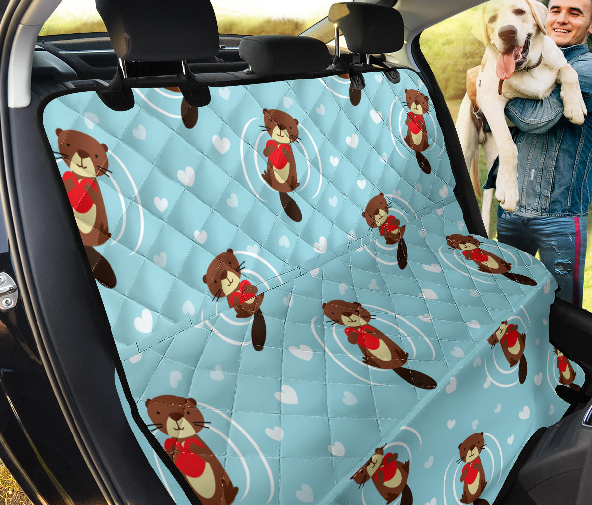 Sea Otter Cute Pattern Print Design 04 Rear Dog Car Seat Cover Hammock