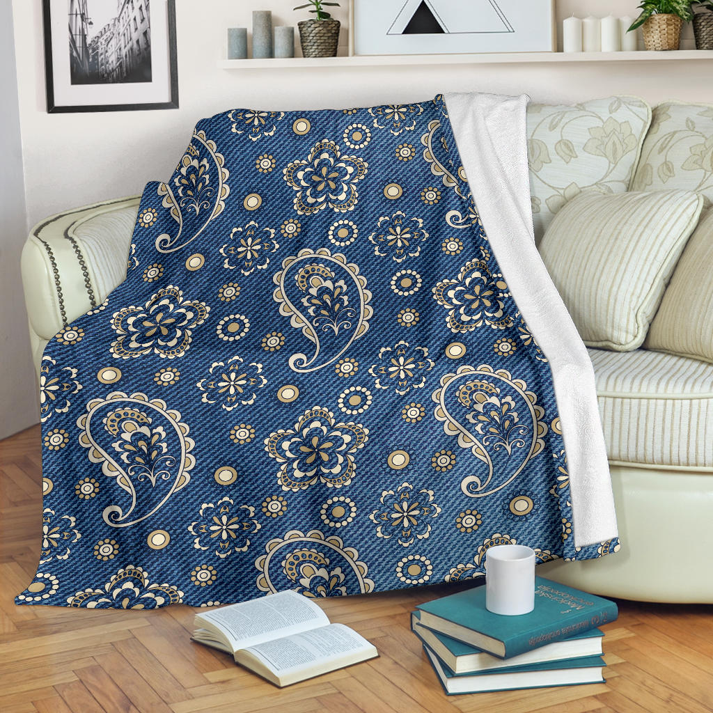 Jean Paisley Pattern Print Design 01 Premium Blanket