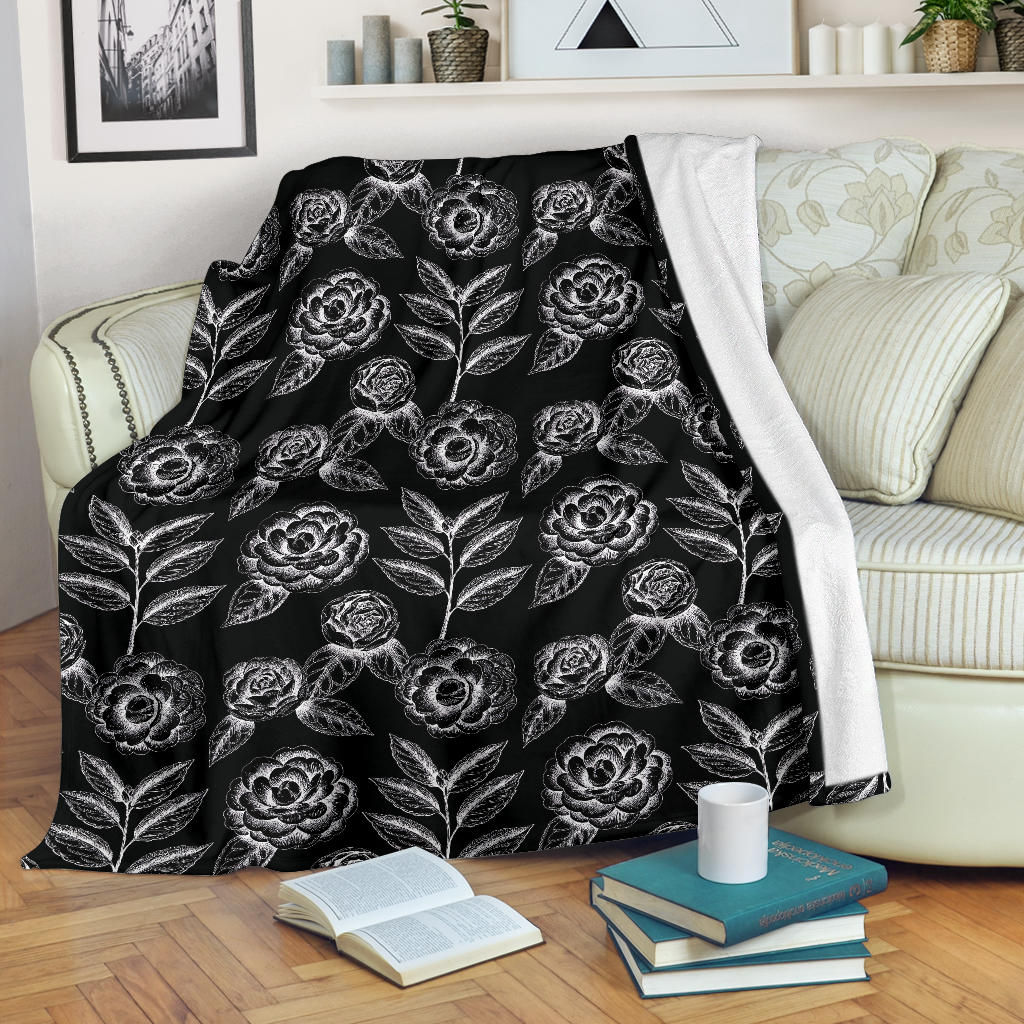 Camellia Pattern Print Design 02 Premium Blanket