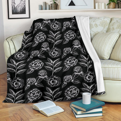 Camellia Pattern Print Design 02 Premium Blanket
