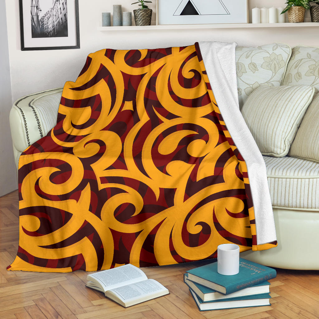 Maori Pattern Print Design 02 Premium Blanket