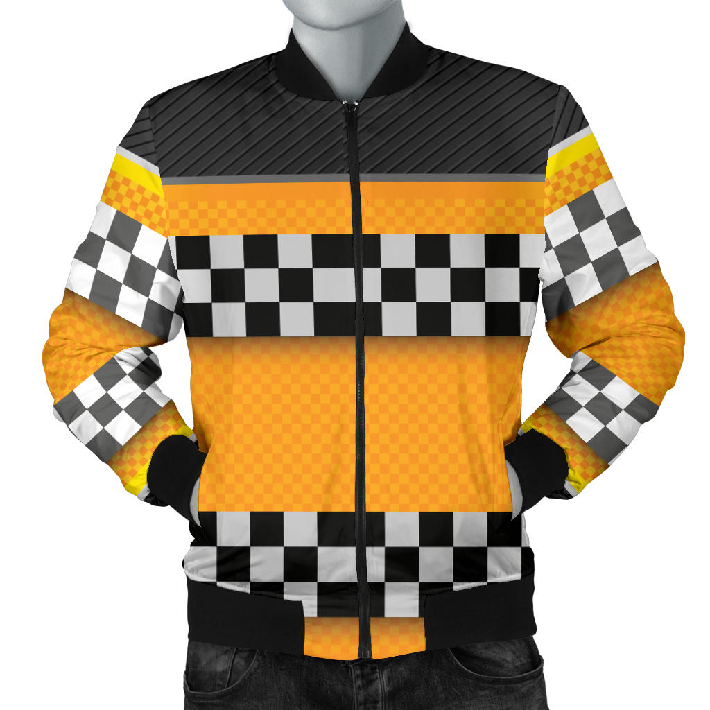 Checkered Pattern Print Design 01 Men Bomber Jacket