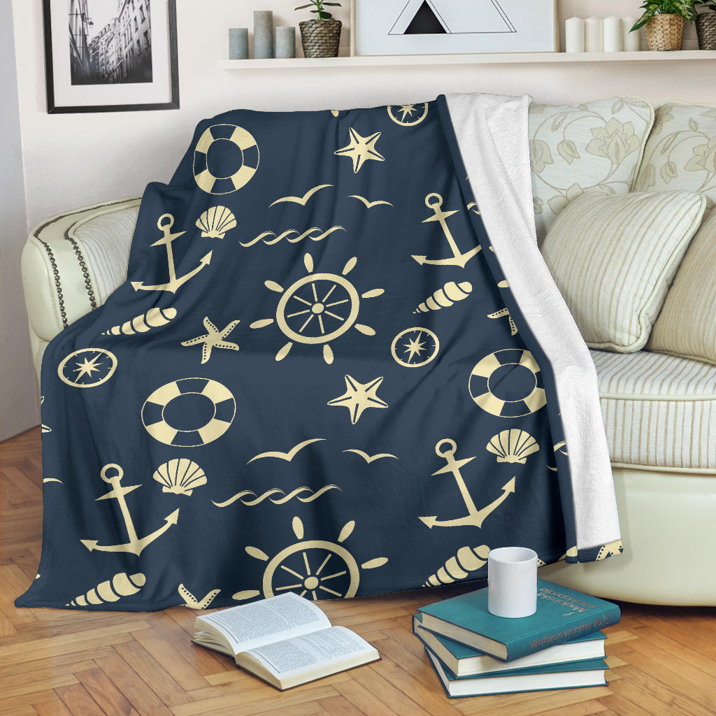 Nautical Pattern Print Design A01 Premium Blanket