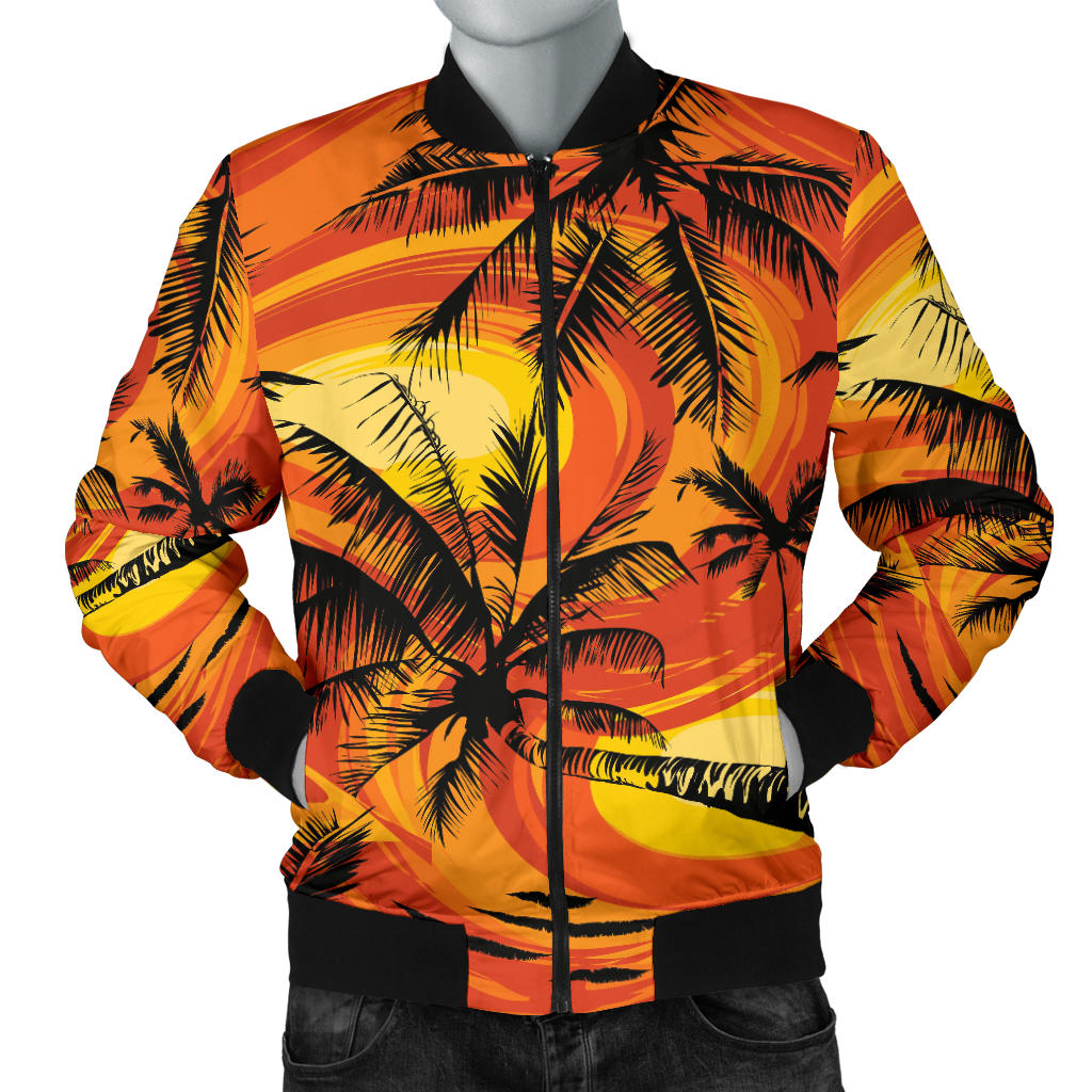 Palm Tree Pattern Print Design A02 Men Bomber Jacket