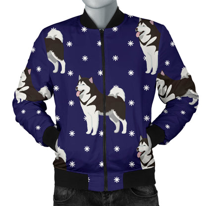 Alaskan Malamute Pattern Print Design 04 Men Bomber Jacket