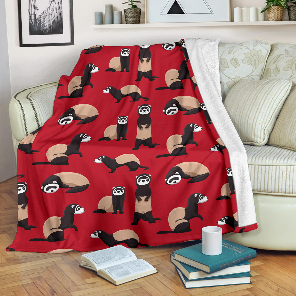 Ferret Pattern Print Design 02 Premium Blanket