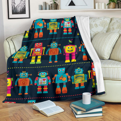 Robot Pattern Print Design A01 Premium Blanket