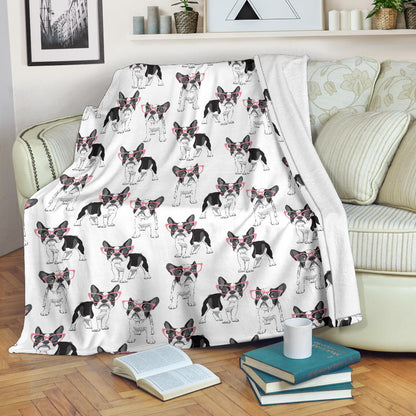Boston Terrier Pattern Print Design 03 Premium Blanket