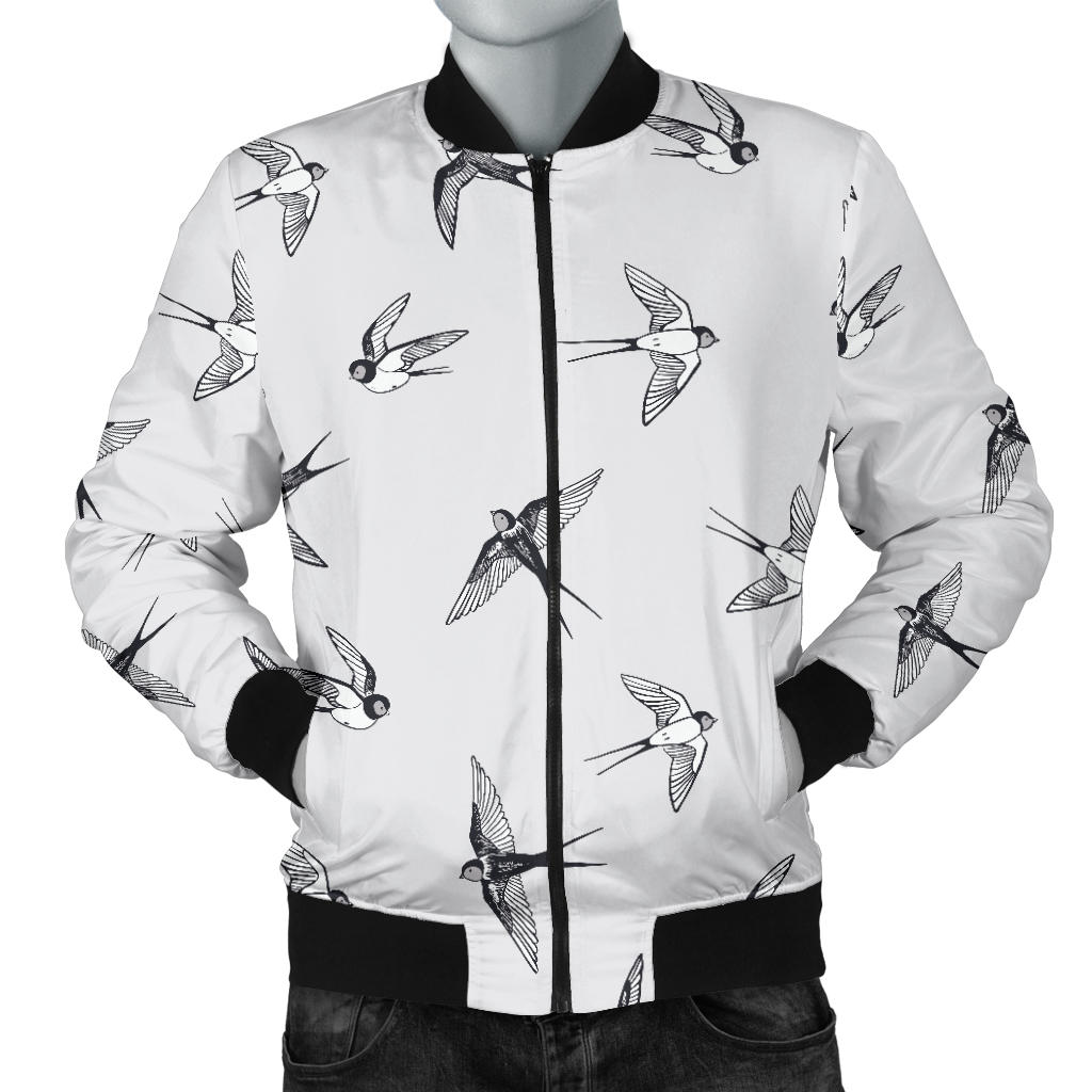 Swallow Bird Pattern Print Design 04 Men Bomber Jacket