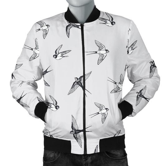Swallow Bird Pattern Print Design 04 Men Bomber Jacket