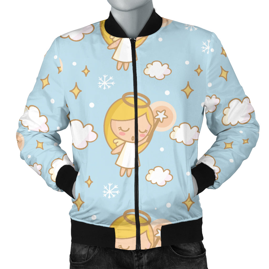 Angel Pattern Print Design 05 Men Bomber Jacket