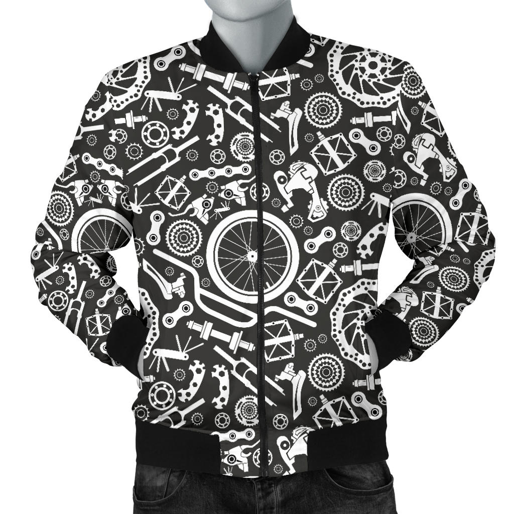 Bicycle Tools Pattern Print Design 02 Men Bomber Jacket